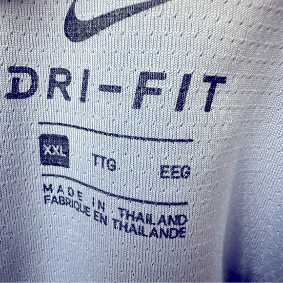 Nike Dri Fit Light Blue and White Embroidered Swoosh Logo Polo Shirt Mens XXL - Picture 6 of 6